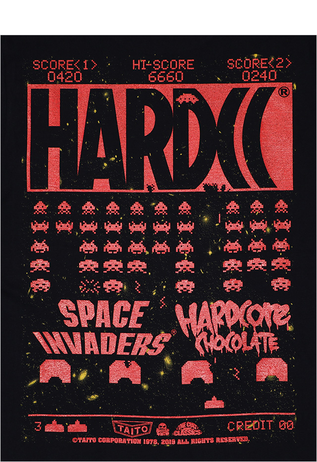 ハードコアチョコレート HARDCORE CHOCOLATE スペースインベーダー レッド SS TEE T R