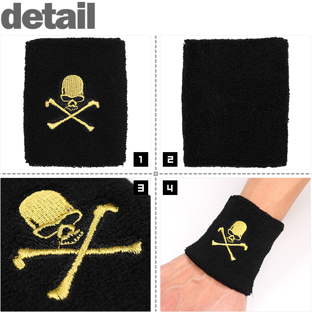最新入荷 ハイドロゲン スカル刺繍 ブラック やぼった リストバンド アクセサリー