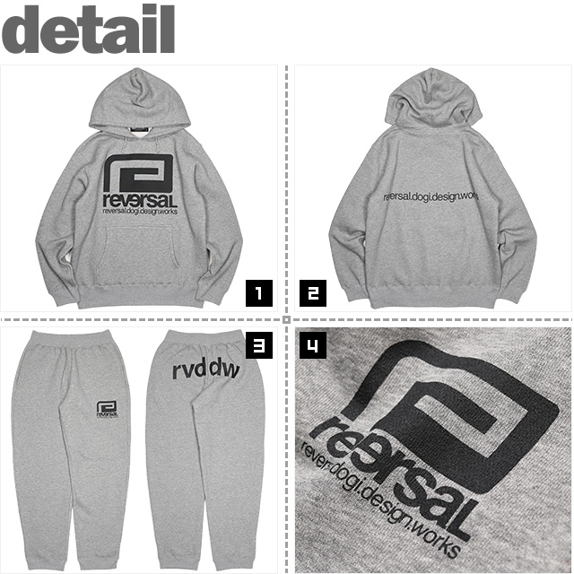 リバーサル) reversal BIG MARK SWEAT PARKA SET UP (SET UP)(rvbs008:010-GR) スウェット  セットアップ ジャージ 上下 国内正規品