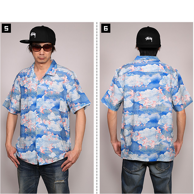 (ステューシー) STUSSY CLOUD AND BIRDS SHIRT (SS:SHIRT)(11197-BL) シャツ 半袖  オープンカラーシャツ 国内正規品