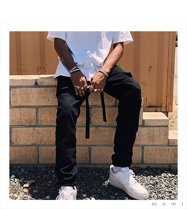 ミニマル) mnml DENIM CARGO PANTS BLACK (LS:PANTS)(COLOR:BK