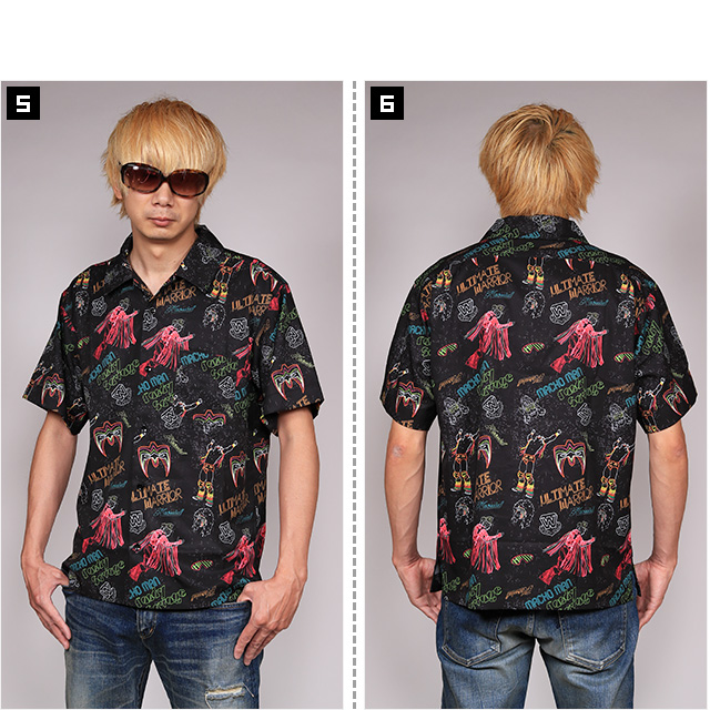 ハオミン) HAOMING×WWE LEGENDS ALOHA SHIRT (SS:SHIRT)(205-47-BK
