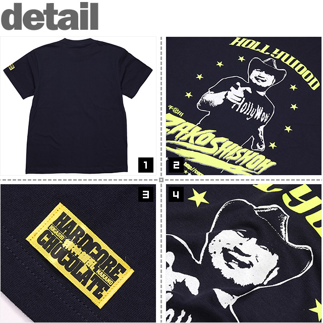 (ハードコアチョコレート) HARDCORE CHOCOLATE ハリウッドザコシショウ -復刻版-  (イエロー)(SS:TEE)(T-181Y-R-NV) Tシャツ 半袖 カットソー 漫才 お笑い ザコシ ザコシショウ 国内正規品