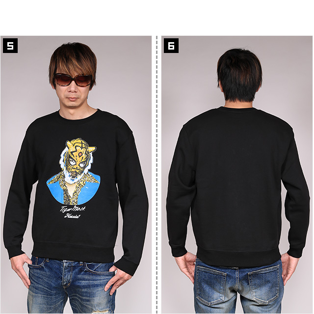 ハオミン) HAOMING×TIGER MASK CREW SWEAT (CREW)(230-11-BK