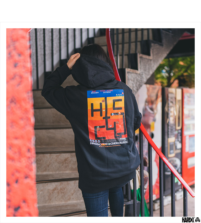 (ハードコアチョコレート) HARDCORE CHOCOLATE ディグダグ プルオーバーパーカ  (プクプクポン・ブラック)(HOODED)(P-1944AP-BK) スウェット パーカー プルオーバーパーカ ゲーム Namco ナムコ 国内正規品
