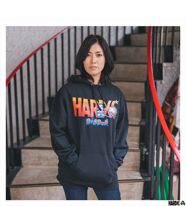 (ハードコアチョコレート) HARDCORE CHOCOLATE ディグダグ プルオーバーパーカ  (プクプクポン・ブラック)(HOODED)(P-1944AP-BK) スウェット パーカー プルオーバーパーカ ゲーム Namco ナムコ 国内正規品