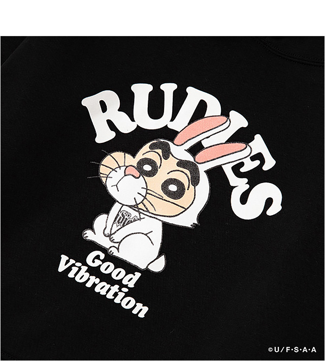(ルーディーズ) RUDIE'S×CRAYON SHINCHAN RABBIT HOOD SWEAT (HOODED)(86171-BK) スウェット  パーカー プルオーバー クレヨンしんちゃん 国内正規品