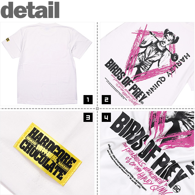ハードコアチョコレート) HARDCORE CHOCOLATE BIRDS OF PREY ハーレイ・クイン (ゴッサム・ホワイト)(SS:TEE)(T-1958KK-WH)  Tシャツ 半袖 カットソー ワーナー・ブラザース 国内正規品